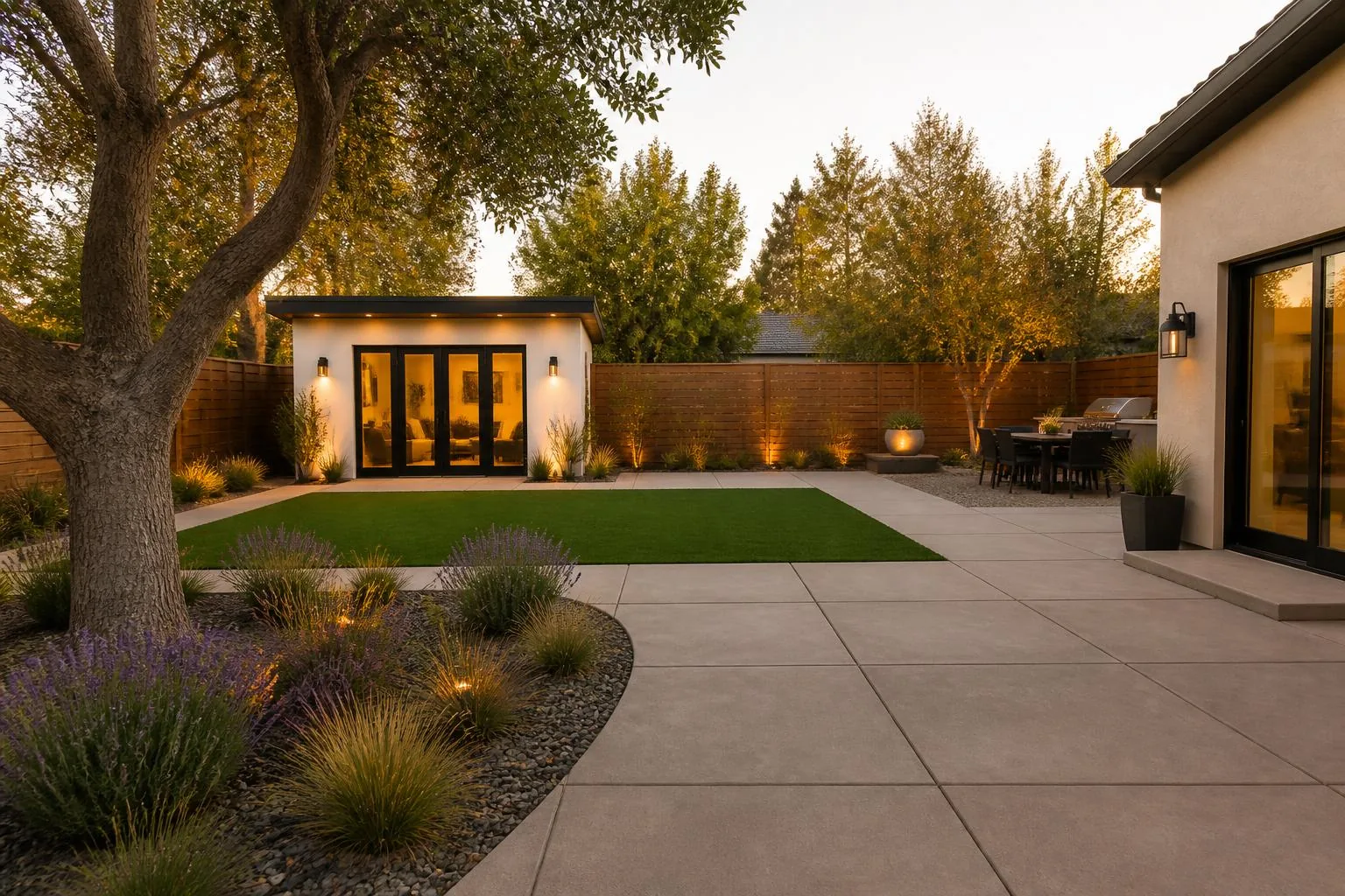The same backyard after a HandyUp studio and landscape transformation